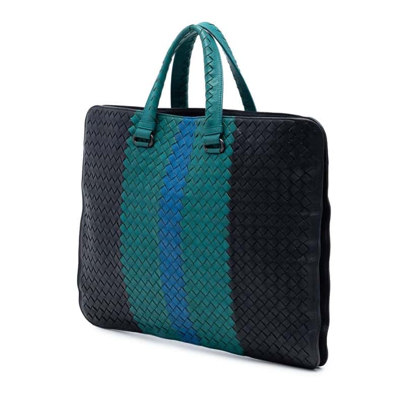 Bottega Veneta Nappa Intrecciato Club Fume Briefcase Black Leather Very good condition - Back View