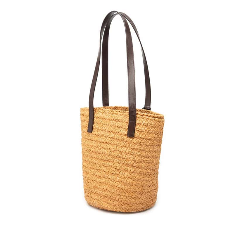 Saint Laurent Small Raffia Panier Tote Beige Very good condition - Back View