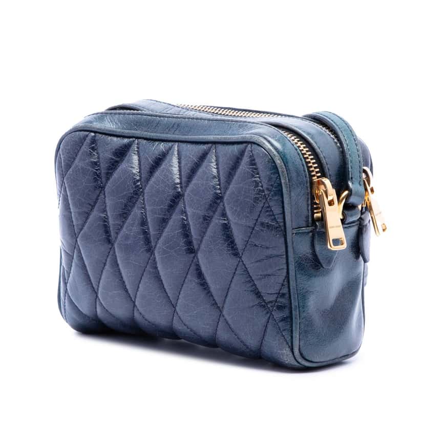 Miu Miu Matelasse Nappa Camera Crossbody Blue Leather Very good condition - Back View