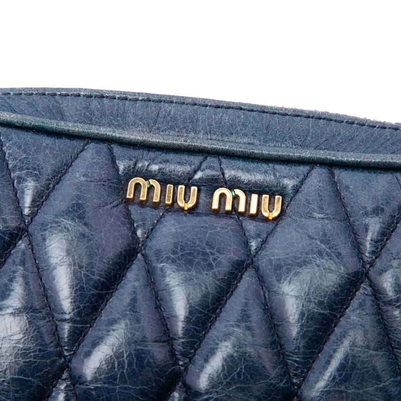 Miu Miu Matelasse Nappa Camera Crossbody Blue Leather Very good condition - Box View
