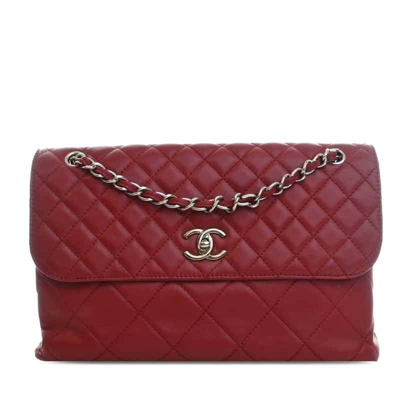 Chanel CC Quilted Calfskin In The Business Flap Red Leather Very good condition - Front View