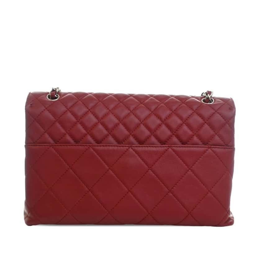 Chanel CC Quilted Calfskin In The Business Flap Red Leather Very good condition - Back View