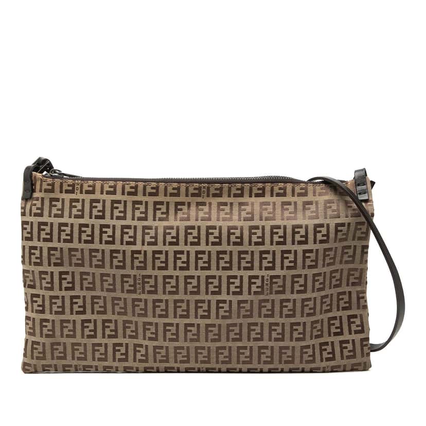 Fendi Zucchino Canvas Crossbody Beige Very good condition - Front View