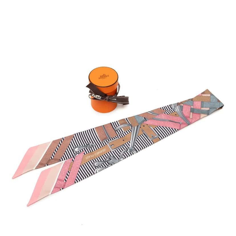 Hermès Mors a Jouets Chemise Twilly Silk Scarf Pink Never worn - Box View