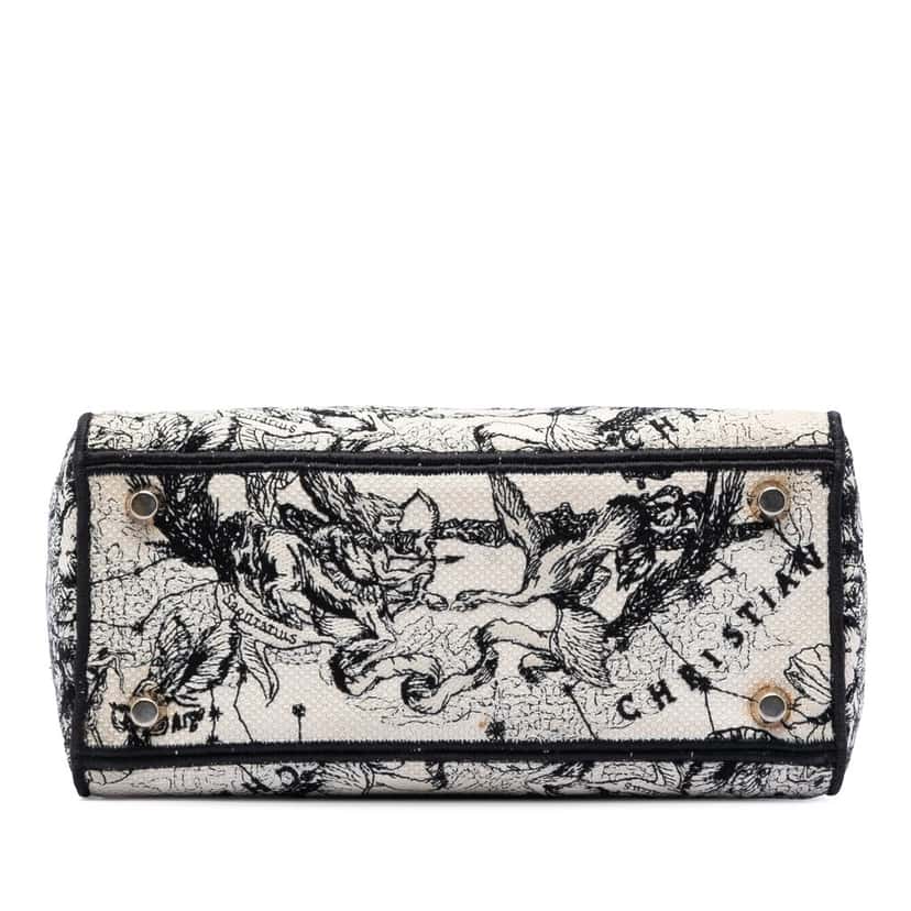 Dior Medium Embroidered Canvas Zodiac Lady D Lite White Very good condition - Inside View