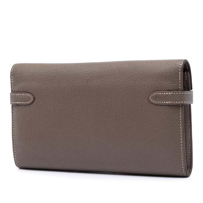 Hermès Chevre Mysore Kelly Longue Wallet Brown Leather Very good condition - Back View