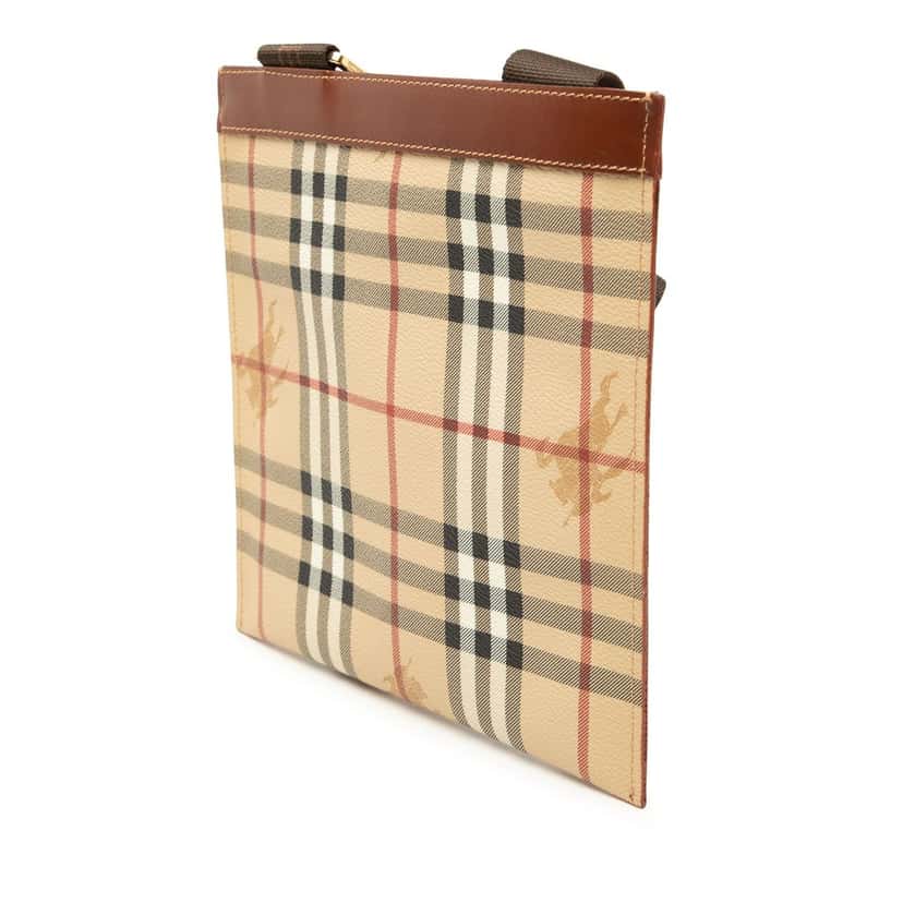 Burberry Haymarket Check Coated Canvas Crossbody Beige Very good condition - Back View
