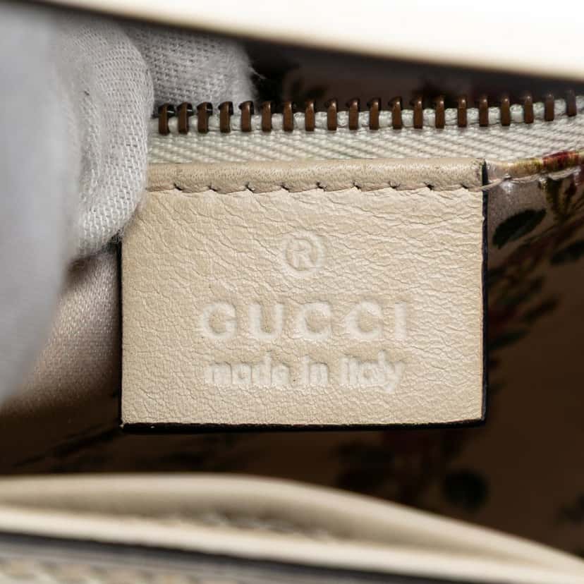 Gucci Calfskin Frame Print Bamboo Top Handle Bag White Leather Very good condition - Box View