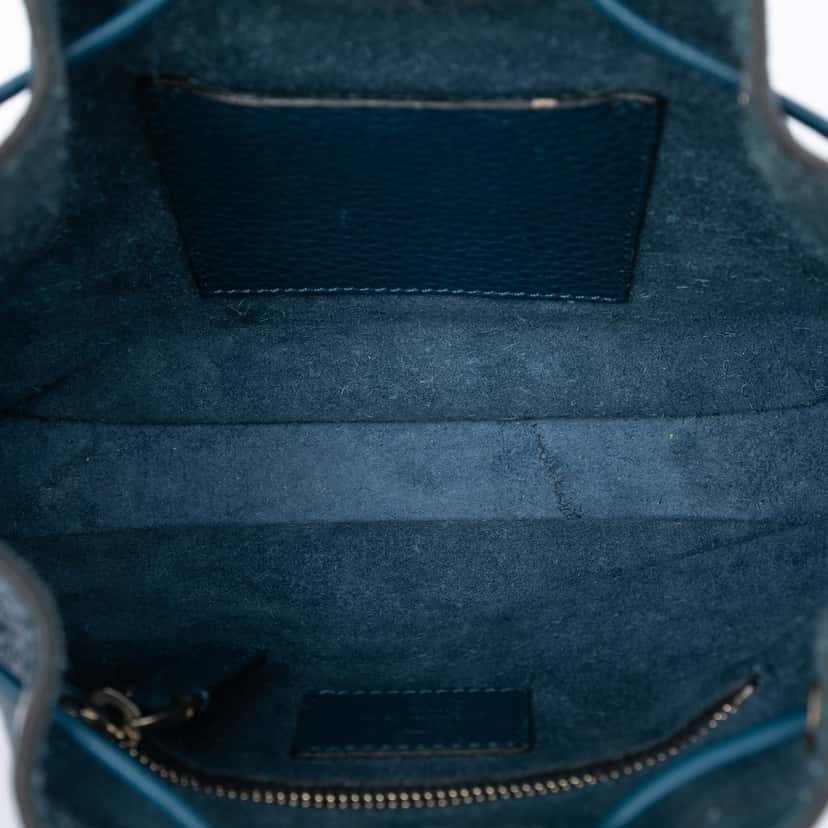 Valentino Small Grained Calfskin Rockstud Bucket Bag Blue Leather Very good condition - Model View