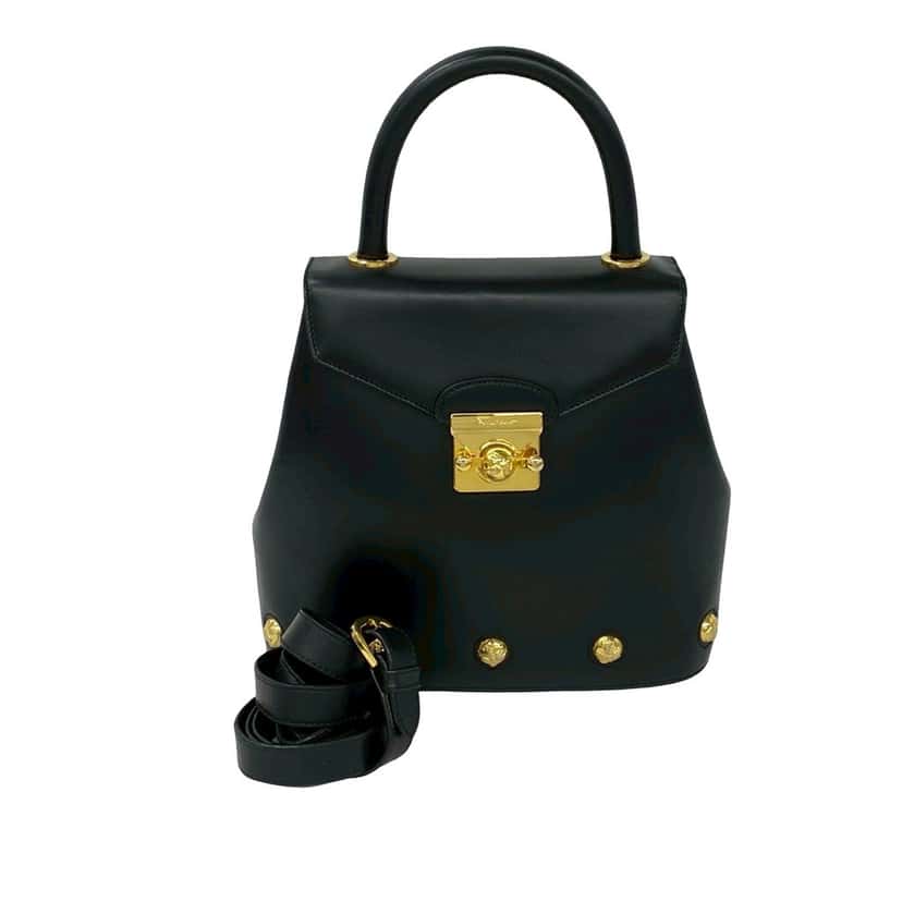 Ferragamo Studded Leather Satchel Black Leather Very good condition - Front View