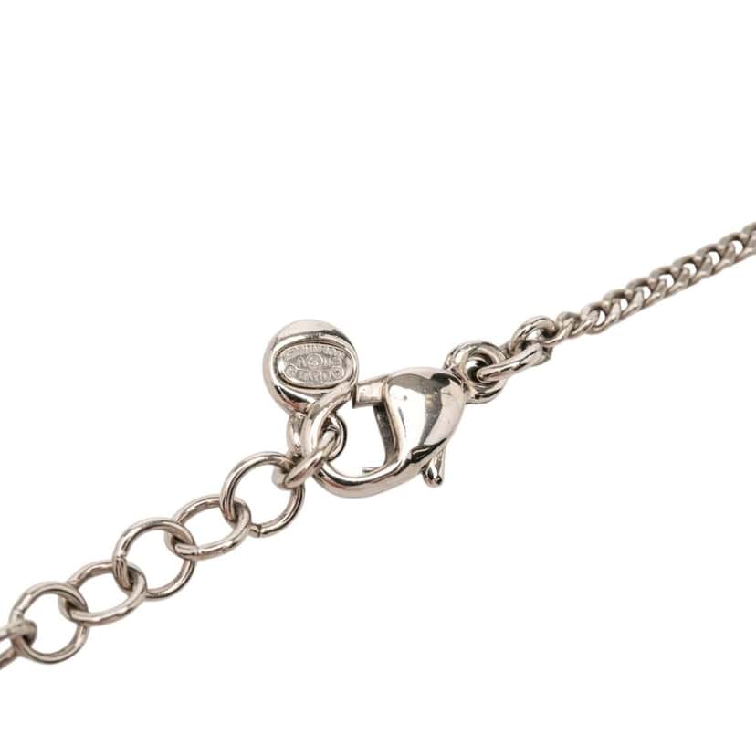 Chanel CC Brass Strass Pendant Necklace Silver Metal Very good condition - Box View