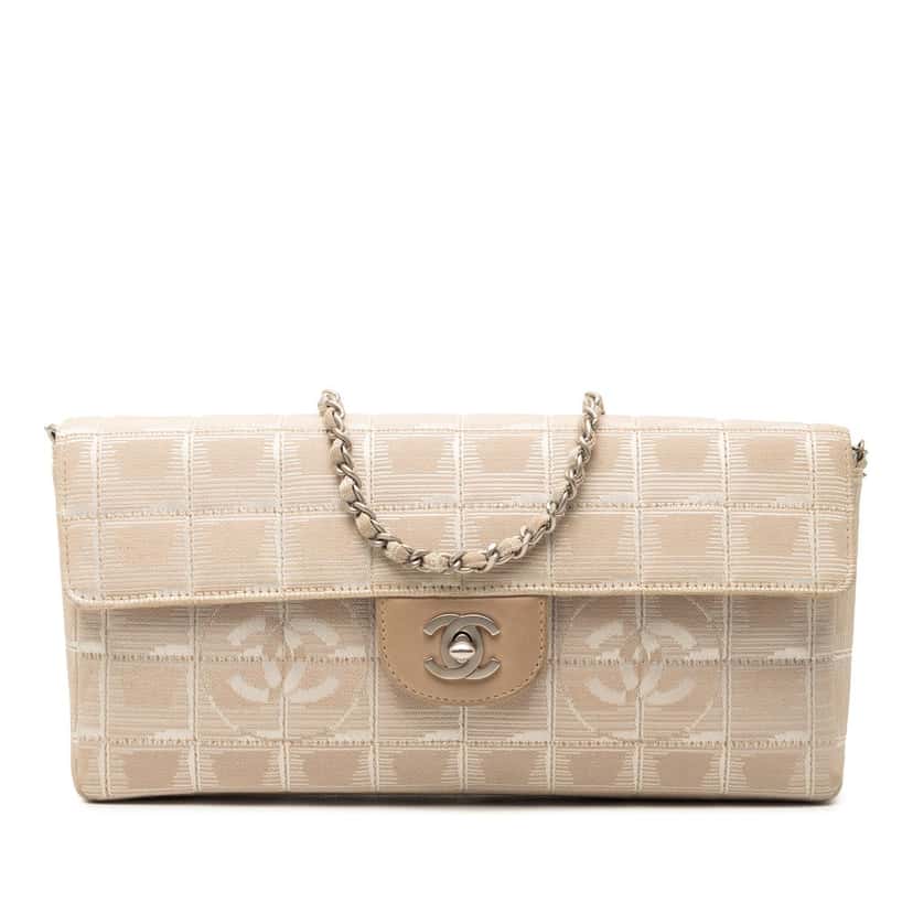 Chanel New Travel Line Nylon East West Flap Beige Very good condition - Front View