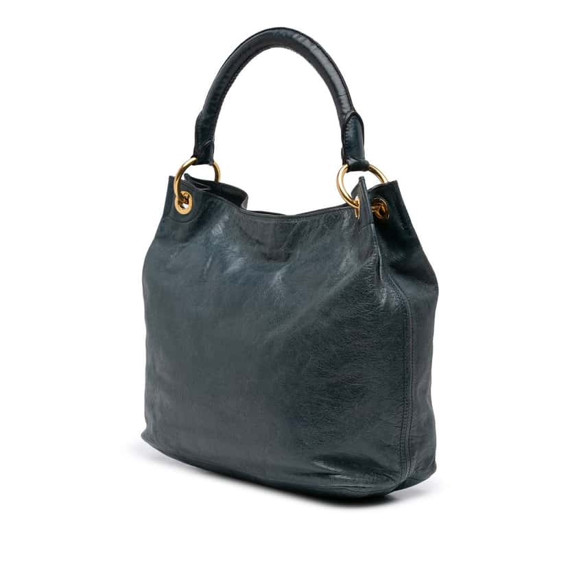 Prada Vitello Daino Hobo Blue Leather Very good condition - Back View