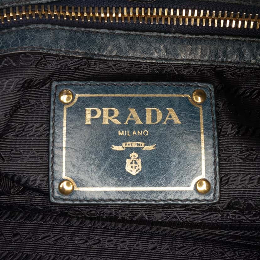 Prada Vitello Daino Hobo Blue Leather Very good condition - Box View