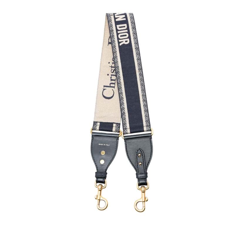 Dior Embroidered Canvas Bag Strap Blue Very good condition - Back View