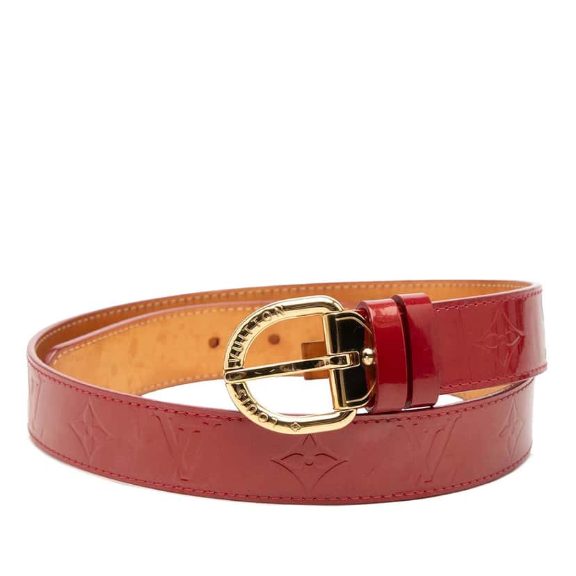 Louis Vuitton Monogram Vernis Ceinture Belt Red Leather Very good condition - Front View