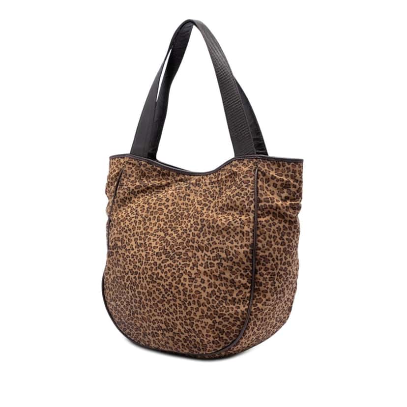 Bottega Veneta Nylon Leopard Print Tote Brown Very good condition - Back View