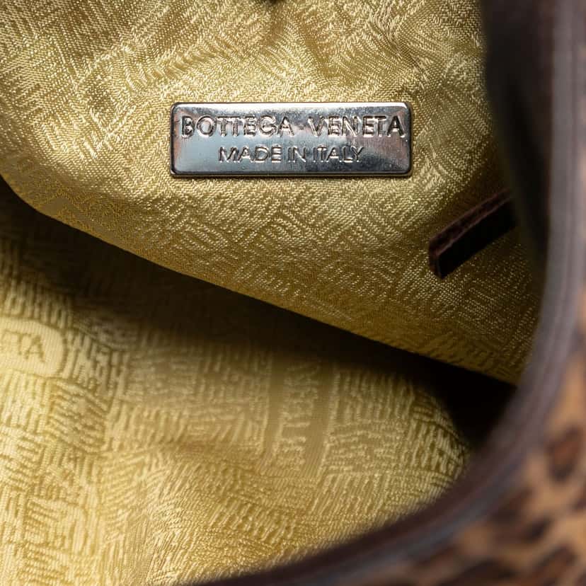 Bottega Veneta Nylon Leopard Print Tote Brown Very good condition - Box View