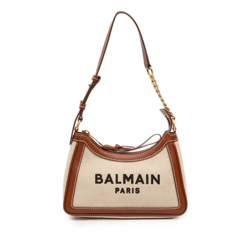 Balmain Canvas B Army Logo Shoulder Bag Beige Very good condition - Front View