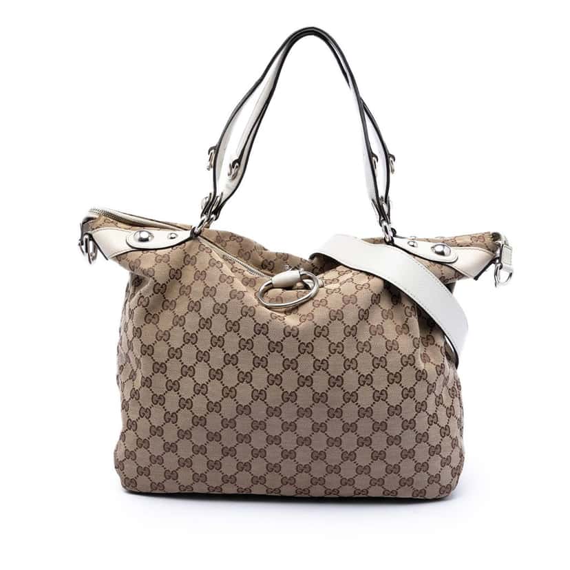 Gucci Large GG Canvas Icon Bit Satchel Beige Very good condition - Front View