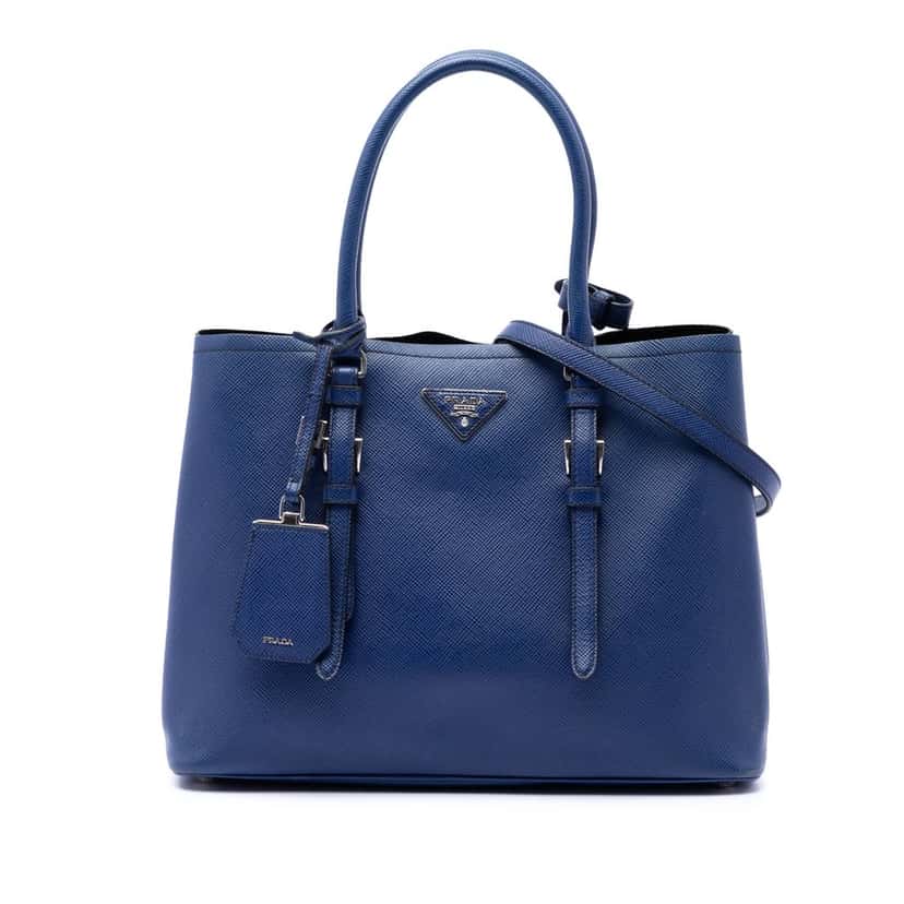 Prada Saffiano Soft Shopping Convertible Tote Blue Leather Very good condition - Front View