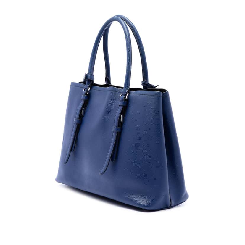 Prada Saffiano Soft Shopping Convertible Tote Blue Leather Very good condition - Back View