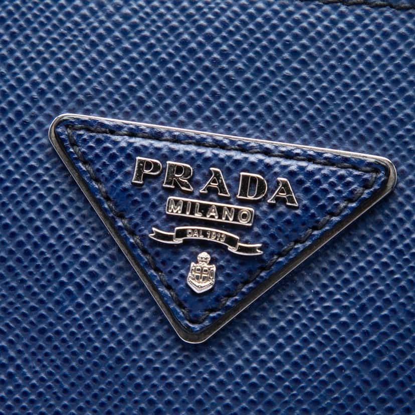 Prada Saffiano Soft Shopping Convertible Tote Blue Leather Very good condition - Box View