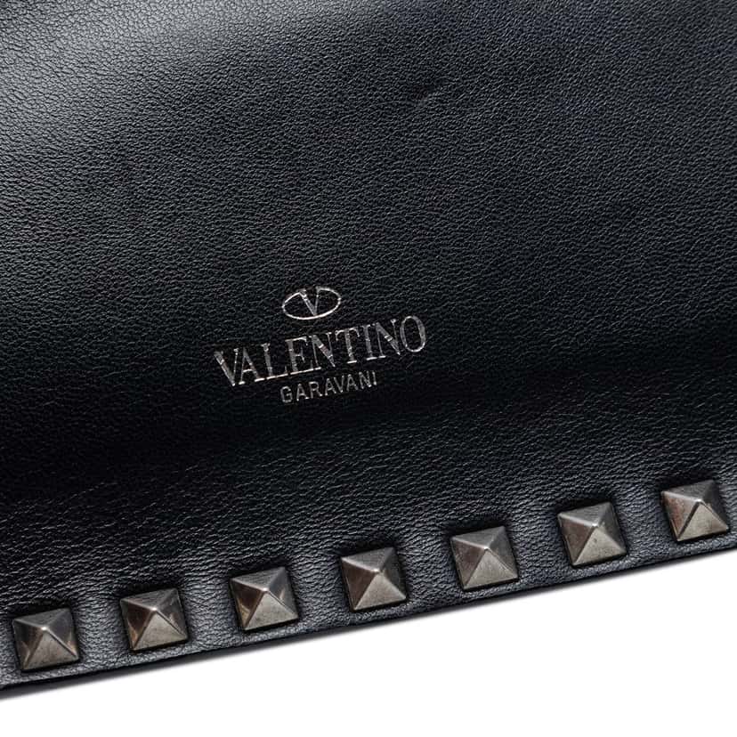 Valentino Nappa Rockstud Wristlet Clutch Black Leather Very good condition - Box View