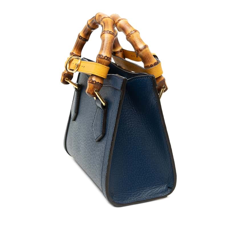 Gucci Small Calfskin Bamboo Diana Satchel Blue Leather Very good condition - Back View