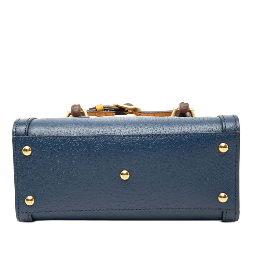 Gucci Small Calfskin Bamboo Diana Satchel Blue Leather Very good condition - Inside View