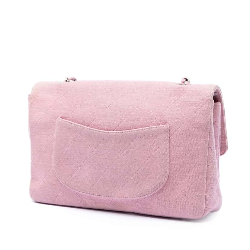 Chanel Medium Classic Jersey Single Flap Pink Very good condition - Back View