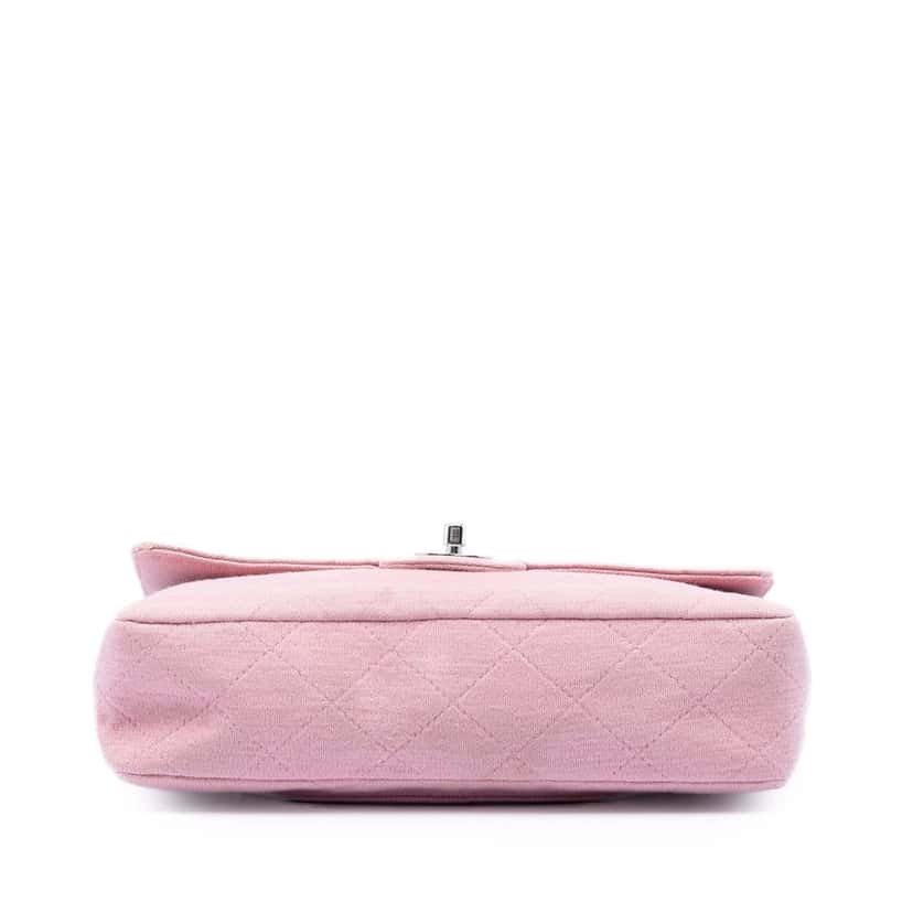 Chanel Medium Classic Jersey Single Flap Pink Very good condition - Inside View