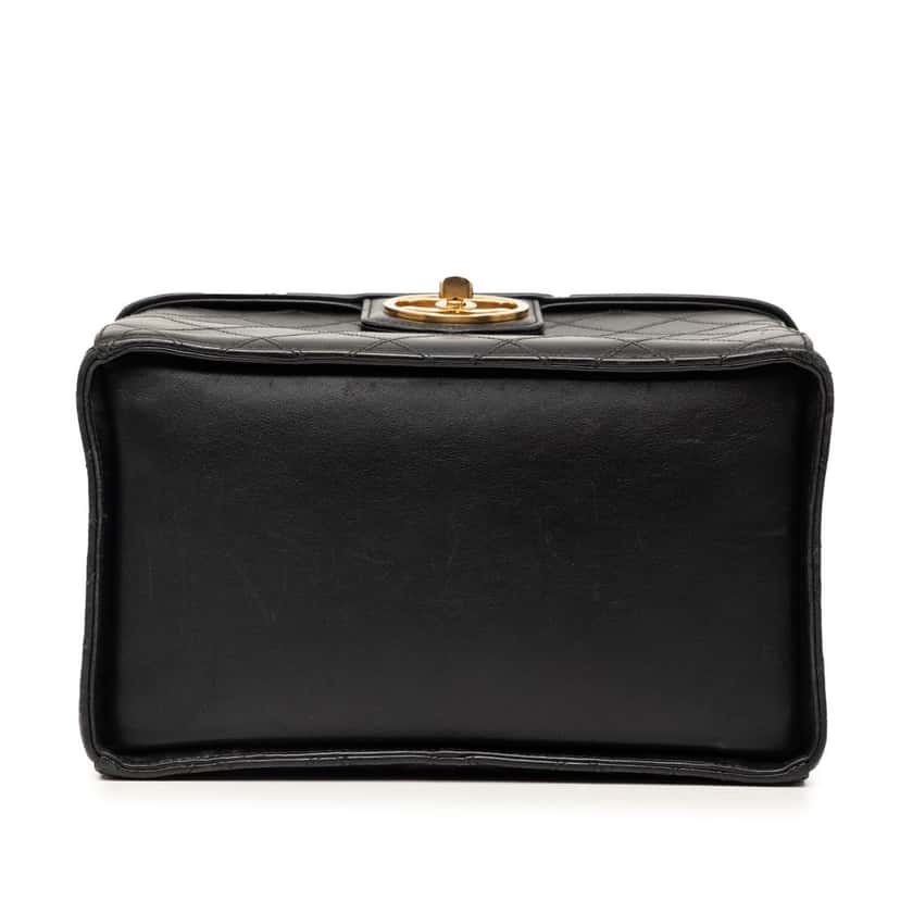 Chanel CC Stitched Calfskin Turnlock Vanity Case Black Leather Very good condition - Inside View