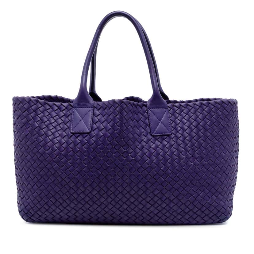 Bottega Veneta Medium Lambskin Intreccio Cabat Tote Purple Leather Very good condition - Front View