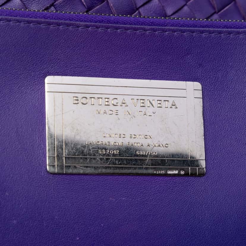 Bottega Veneta Medium Lambskin Intreccio Cabat Tote Purple Leather Very good condition - Box View