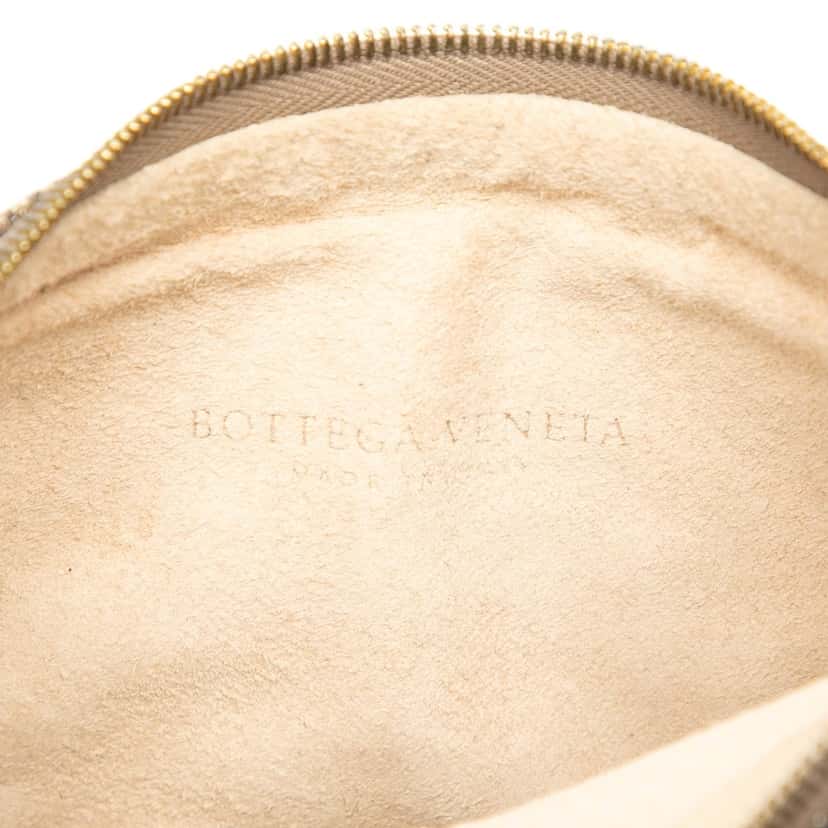 Bottega Veneta Metallic Intrecciato Trimmed Cervo Deerskin Illusion Shoulder Bag Gold Leather Very good condition - Box View