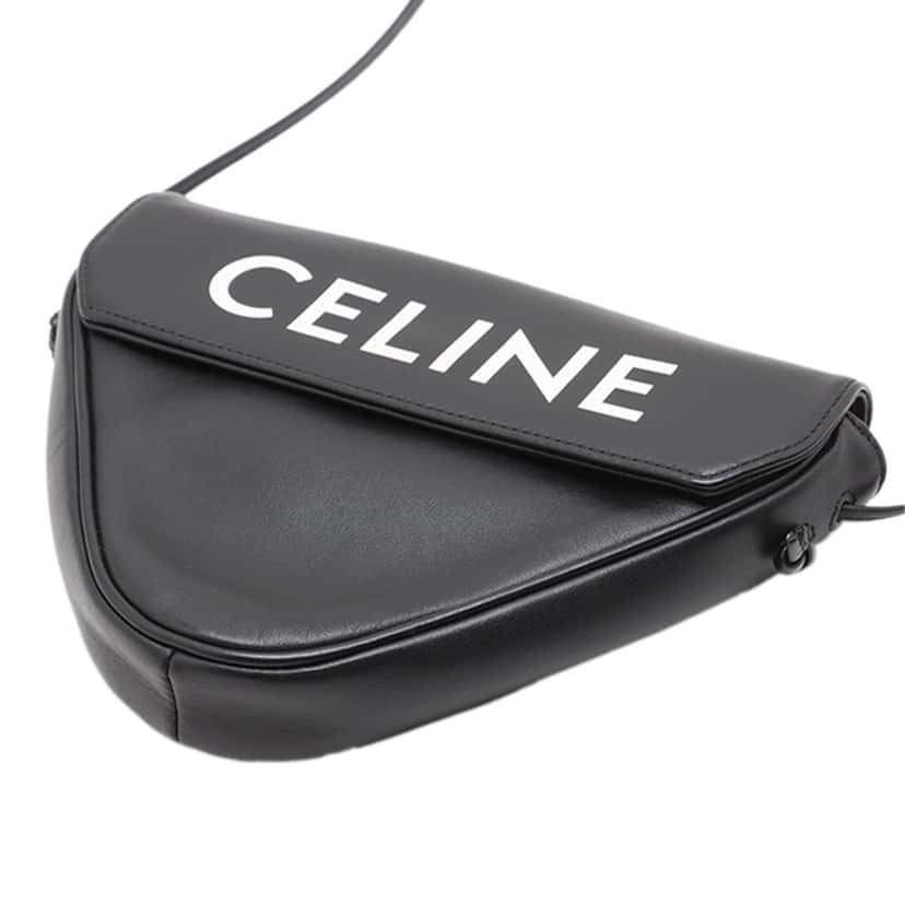 Celine Smooth Calfskin Logo Triangle Crossbody Black Leather Very good condition - Inside View