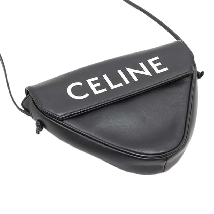 Celine Smooth Calfskin Logo Triangle Crossbody Black Leather Very good condition - Model View