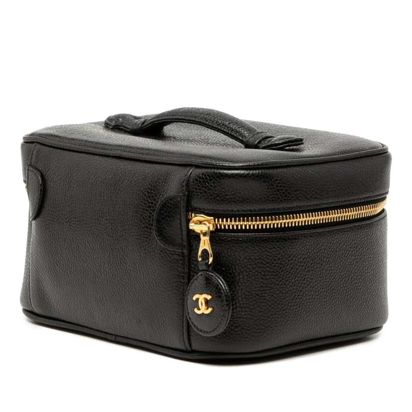 Chanel CC Caviar Vanity Case Black Leather Very good condition - Back View
