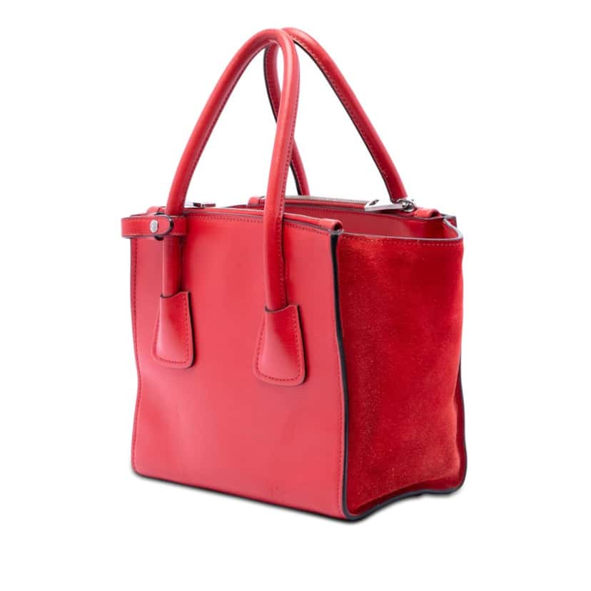 Prada Small Glace Calf Twin Pocket Satchel Red Leather Very good condition - Back View