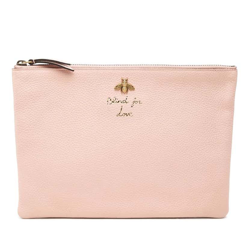 Gucci Calfskin Blind For Love Clutch Pink Leather Very good condition - Front View