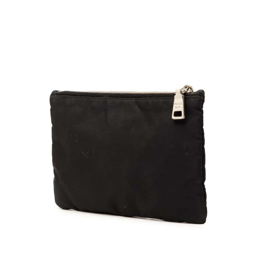 Prada Saffiano Trimmed Tessuto Robot Pouch Black Very good condition - Back View