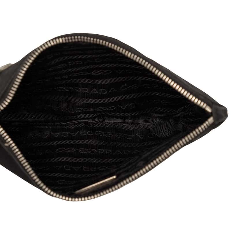 Prada Saffiano Trimmed Tessuto Robot Pouch Black Very good condition - Model View