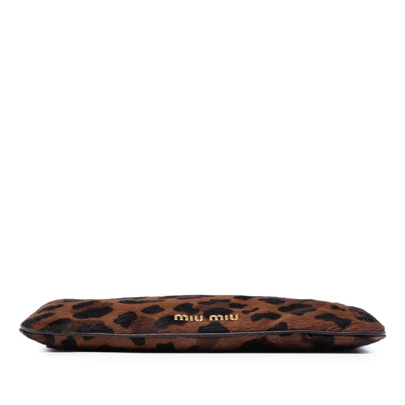 Miu Miu Leopard Printed Calfskin Hair Frame Clutch Brown Very good condition - Inside View