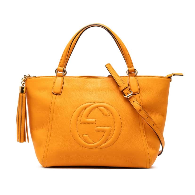 Gucci Small Calfskin Soho Cellarius Satchel Yellow Leather Very good condition - Front View