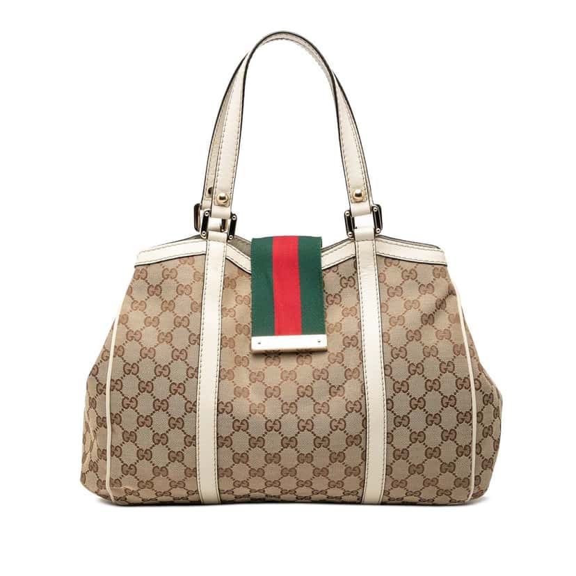 Gucci GG Canvas Web New Ladies Tote Beige Very good condition - Front View
