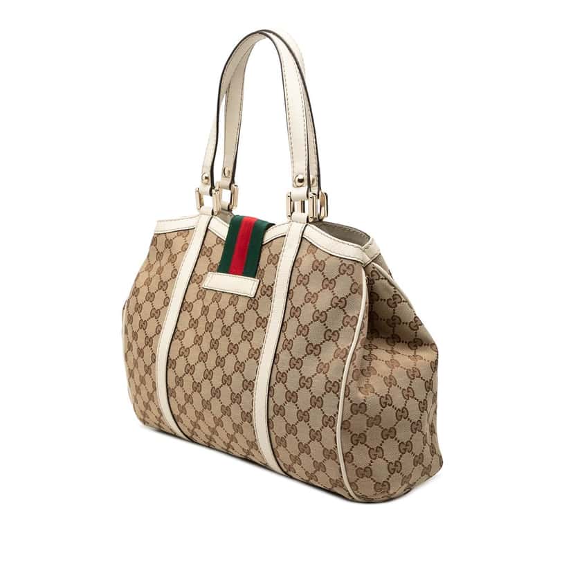 Gucci GG Canvas Web New Ladies Tote Beige Very good condition - Back View