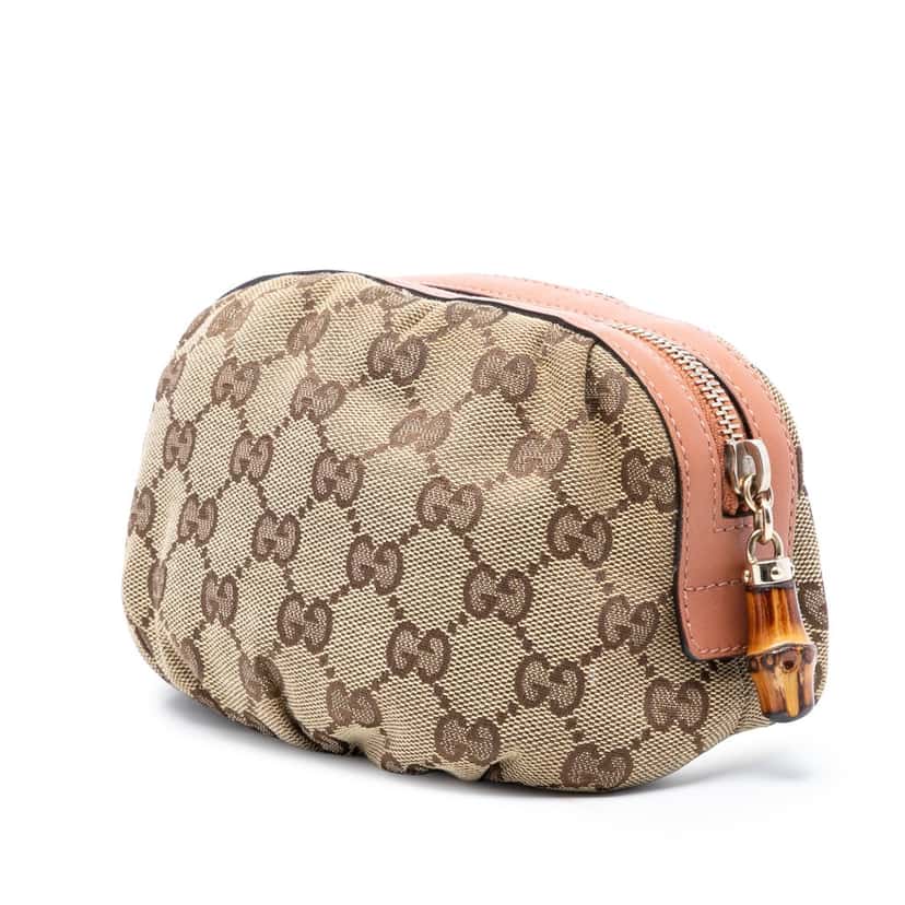 Gucci GG Canvas Bamboo Clutch Beige Very good condition - Back View