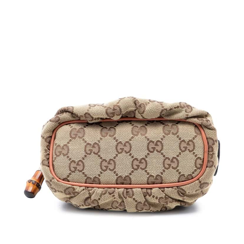 Gucci GG Canvas Bamboo Clutch Beige Very good condition - Inside View