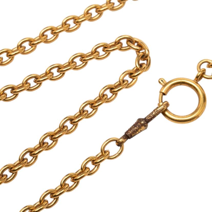 Chanel Gold Plated Leo Lion Sun Medallion Necklace Gold Metal Very good condition - Box View